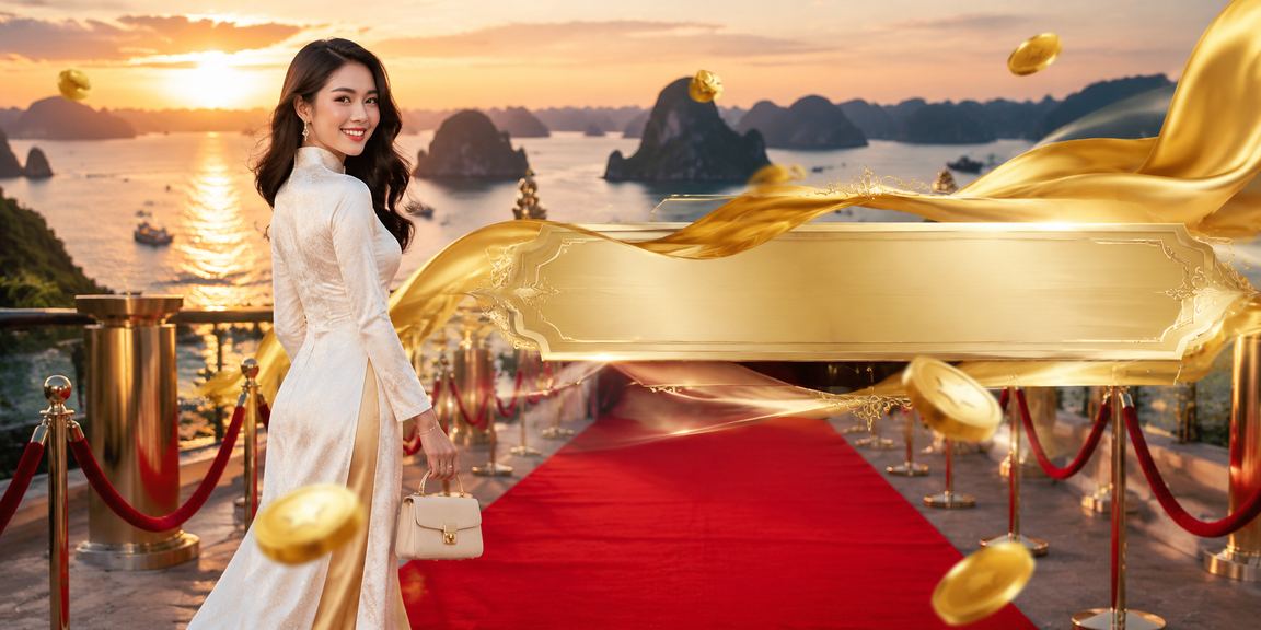 Khung cảnh vịnh Hạ Long với đại diện thương hiệu 895 trong tà áo dài Việt Nam